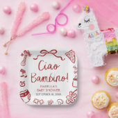 Italiaans handgetekende pizza Ciao Bambino Baby sh Papieren Bordje (Feest)