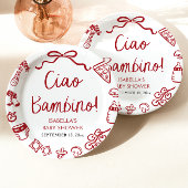 Italiaans handgetekende pizza Ciao Bambino Baby sh Papieren Bordje