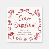 Italiaans handgetekende pizza Ciao Bambino Baby sh Servet (Voorkant)