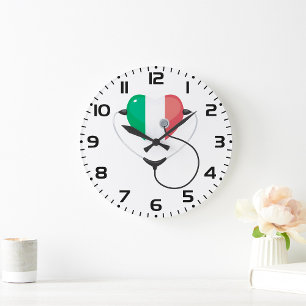 Italiaans hart met stethoscoop gezondheidszorg grote klok