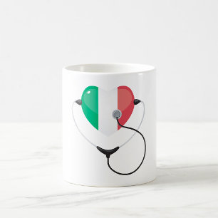Italiaans hart met stethoscoop gezondheidszorg koffiemok