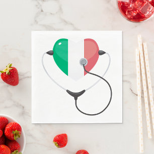 Italiaans hart met stethoscoop gezondheidszorg servet