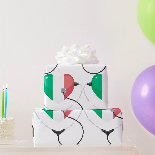 Italiaans Hart met Stethoscoop Healthcare Cadeaupapier
