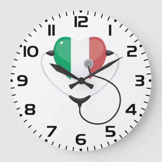 Italiaans Hart met Stethoscoop Healthcare Grote Klok (Voorkant)