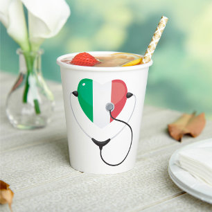 Italiaans Hart met Stethoscoop Healthcare Papieren Bekers