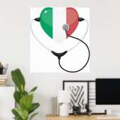 Italiaans Hart met Stethoscoop Healthcare Poster (Thuiskantoor)