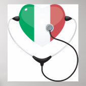 Italiaans Hart met Stethoscoop Healthcare Poster (Voorkant)