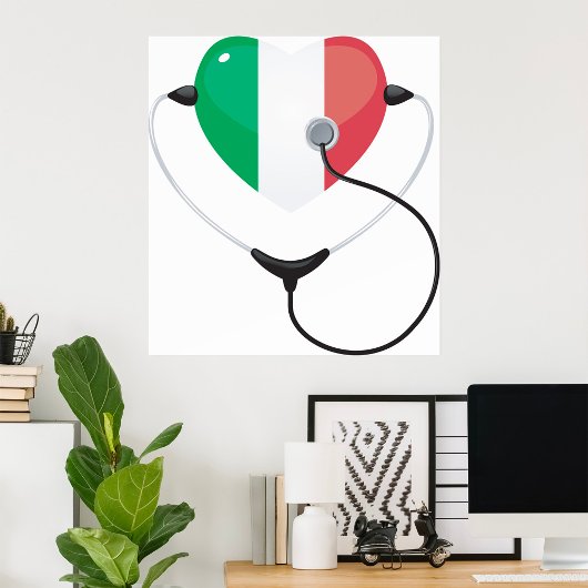 Italiaans Hart met Stethoscoop Healthcare Poster