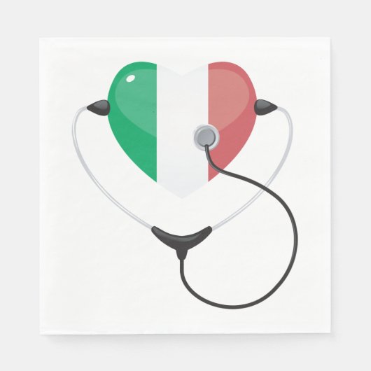 Italiaans Hart met Stethoscoop Healthcare Servet (Voorkant)