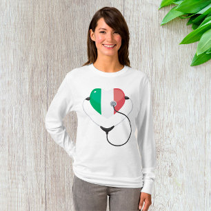 Italiaans Hart met Stethoscoop Healthcare T-shirt