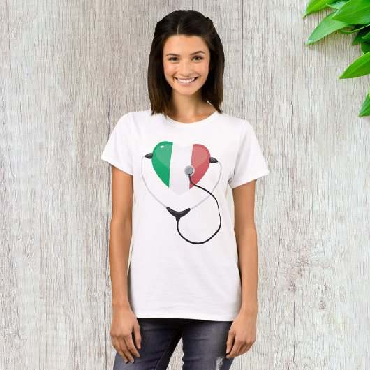 Italiaans Hart met Stethoscoop Healthcare T-shirt