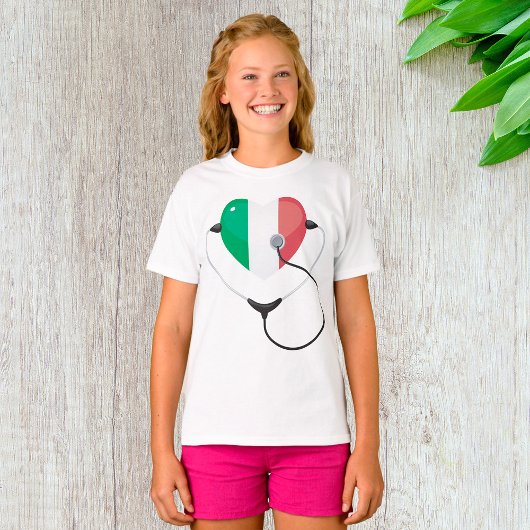 Italiaans Hart met Stethoscoop Healthcare T-shirt