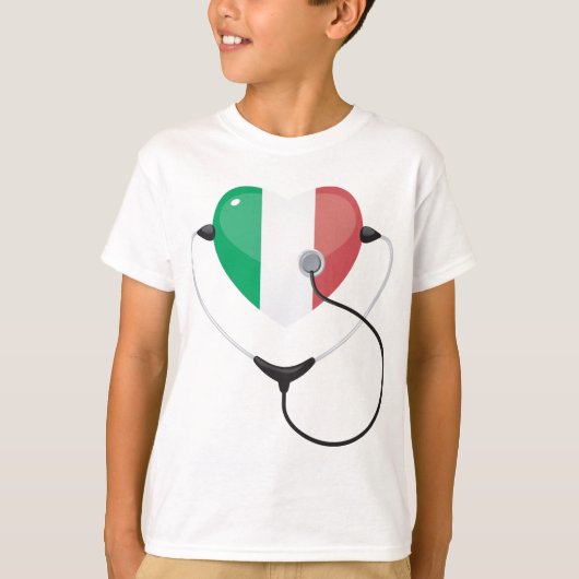 Italiaans Hart met Stethoscoop Healthcare T-shirt (Voorkant)