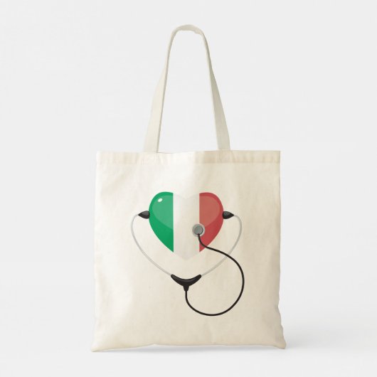 Italiaans Hart met Stethoscoop Healthcare Tote Bag (Achterkant)