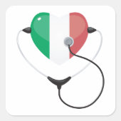 Italiaans Hart met Stethoscoop Healthcare Vierkante Sticker (Voorkant)