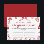 Italiaans Hoe oud was het bruidegom Vrijgezellenfe Kaart<br><div class="desc">🍕 Dat is Amore "Hoe oud was de bruidegom?" – Italiaans Vrijgezellenfeest Foto Gissen Spel 🤵❤️ Voeg wat gelach en vriendelijke competitie toe aan je vrijgezellenfeest met dit leuke Hoe oud was de bruidegom? spel! Met grillige rood-witte handgetekende pizza, wijn en meer doodles barst het van de Italiaanse charme en...</div>