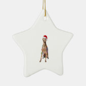 Italiaans Hondenliefhebber met kerstlampjes voor G Keramisch Ornament (Rechts)