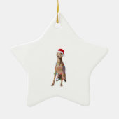 Italiaans Hondenliefhebber met kerstlampjes voor G Keramisch Ornament (Voorkant)