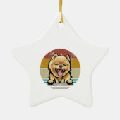 Italiaans Hondenliefhebber met kerstlampjes voor G Keramisch Ornament (Achterkant)