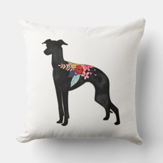 Italiaans Hondenras Greyhound Bohemian Floral Sadd Kussen (Voorkant)