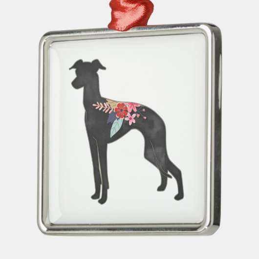 Italiaans Hondenras Greyhound Bohemian Floral Sadd Metalen Ornament (Links)