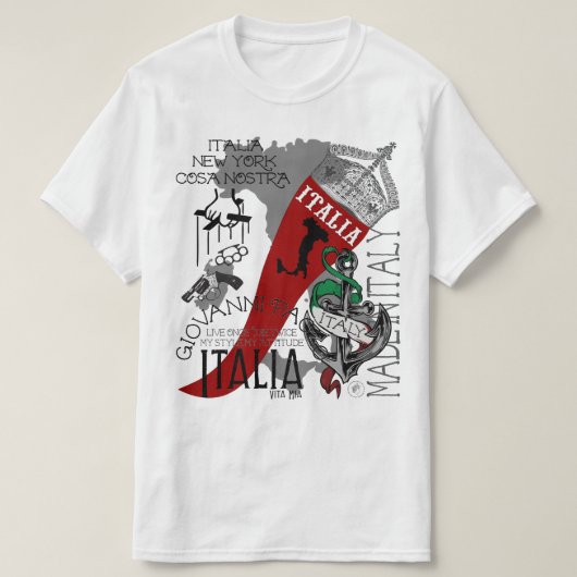 ITALIAANS HORN BOOT CROWN T SHIRT MAAKT IN ITALIË (Design voorkant)