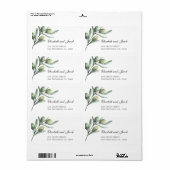 Italiaans huwelijk. Olijfbladeren. Groen adres Etiket (Full Sheet)