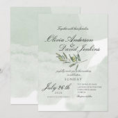 Italiaans Huwelijk Tuin Script Waterverf Olijf Kaart (Voorkant / Achterkant)