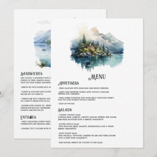 Italiaans huwelijksfeest aan het Comomeer Menu (Voorkant / Achterkant)