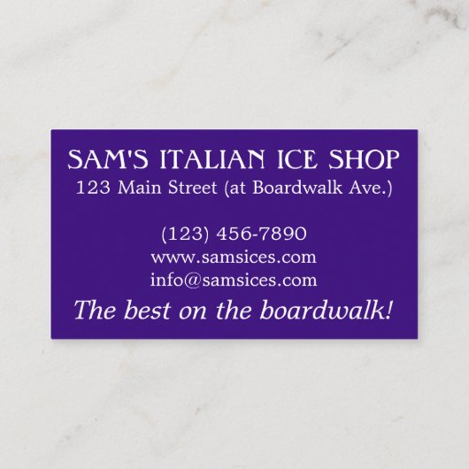 Italiaans Ice Sno heeft ijsscheuren gemaakt Visitekaartje (Achterkant)