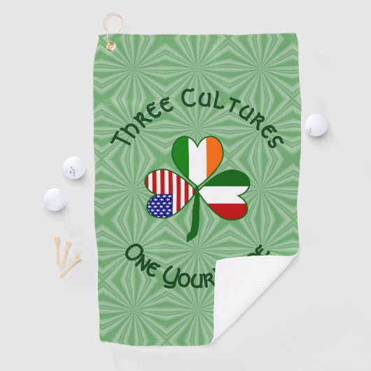 Italiaans Iers - Amerikaanse vlag Shamrock Jouw na Golfhanddoek (Insitu)