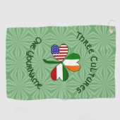 Italiaans Iers - Amerikaanse vlag Shamrock Jouw na Golfhanddoek (Horizontaal)