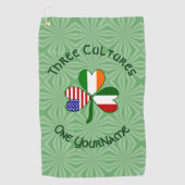 Italiaans Iers - Amerikaanse vlag Shamrock Jouw na Golfhanddoek (Voorkant)