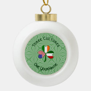 Italiaans Iers - Amerikaanse vlag Shamrock Jouw na Keramische Bal Ornament