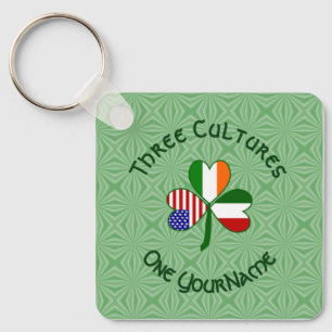 Italiaans Iers - Amerikaanse vlag Shamrock Jouw na Sleutelhanger