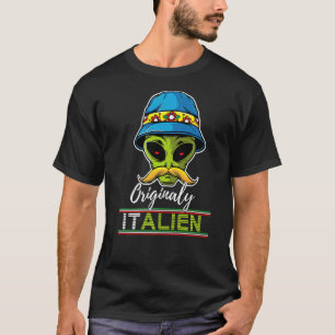 Italiaans Italiaans Alien Pun Italië Moustach Ital T-shirt