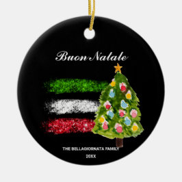 *~* Italiaans Italië Abstracte vlag Buon Natale Fo Keramisch Ornament