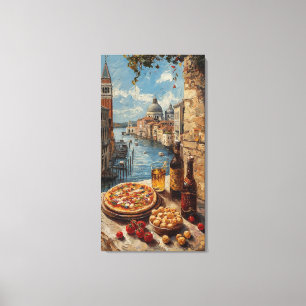 Italiaans kanaal en voedsel canvas wandkunst afdruk