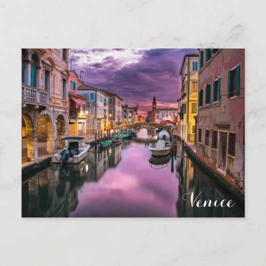 Italiaans kanaal van Venetië op de foto van Sunset Briefkaart (Voorkant)