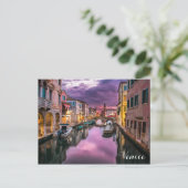 Italiaans kanaal van Venetië op de foto van Sunset Briefkaart (Staand voorkant)