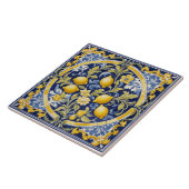 Italiaans Keramisch Citroen Tegel Blauw Majolica Tegeltje (Zijkant)