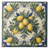 Italiaans Keramisch Citroen Tegel Blauw Majolica Tegeltje (Voorkant)