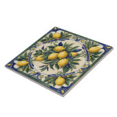 Italiaans Keramisch Citroen Tegel Blauw Majolica Tegeltje (Zijkant)