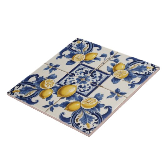 Italiaans Keramische Citroenen Tegel Blauw Wit Tegeltje (Zijkant)