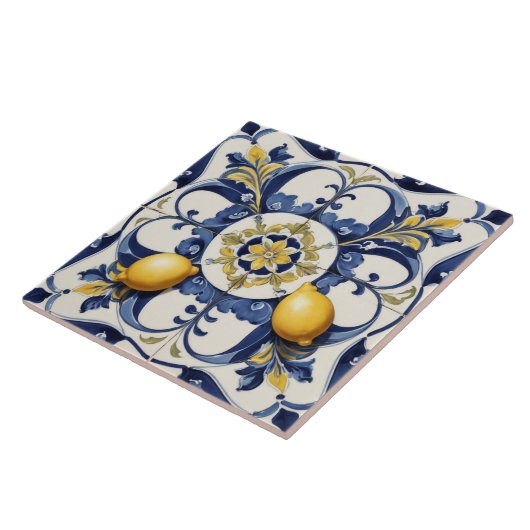 Italiaans Keramische Citroenen Tegel Blauw Wit Tegeltje (Zijkant)