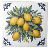 Italiaans Keramische Citroenen Tegel Blauw Wit Tegeltje (Voorkant)