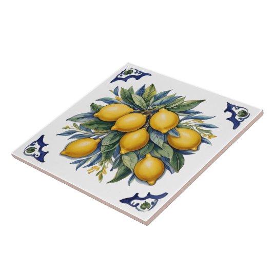 Italiaans Keramische Citroenen Tegel Blauw Wit Tegeltje (Zijkant)