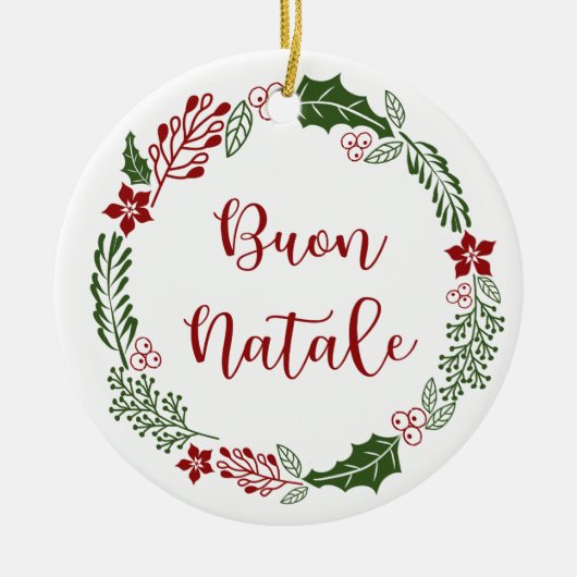 Italiaans kerstfeest, Buon Natale Keramisch Ornament (Voorkant)