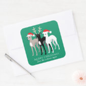 Italiaans kerstfeest met Greyhound Vierkante Sticker (Envelop)