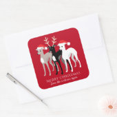 Italiaans kerstfeest met Greyhound Vierkante Sticker (Envelop)